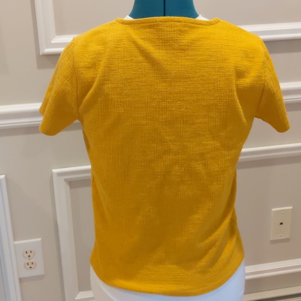 J Crew Soft Mustard Yellow Crop Top Tie XS - Picture 6 of 9